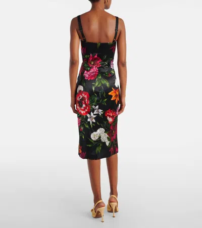 Dolce & Gabbana Anemone Floral Satin Bustier Dress In Multi