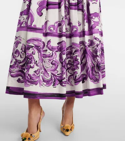 Dolce & Gabbana Long Poplin Dress With Majolica Print