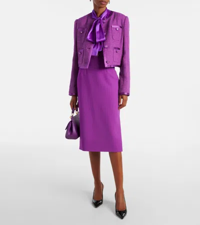 Dolce & Gabbana Virgin Wool Midi Skirt In Purple