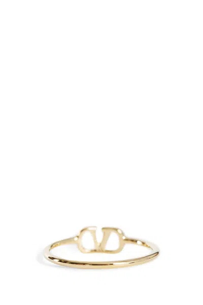 Valentino Polished Thin Band Vlogo Signature Ring In Gold