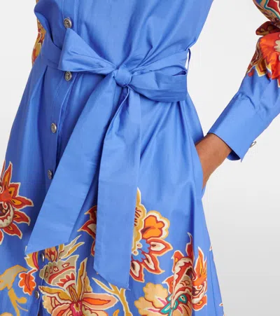 Etro Belted Paisley Cotton Maxi Dress In Blue