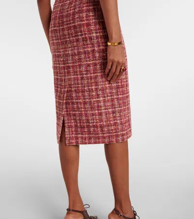 Etro Paisley Cotton And Wool-blend Midi Dress In Red