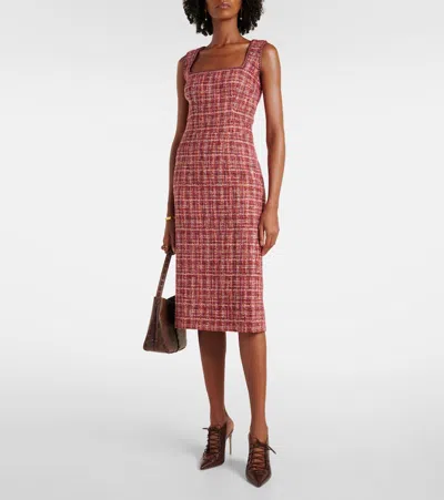 Etro Paisley Cotton And Wool-blend Midi Dress In Red