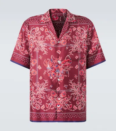 Gucci Printed Silk Bowling Shirt In Red