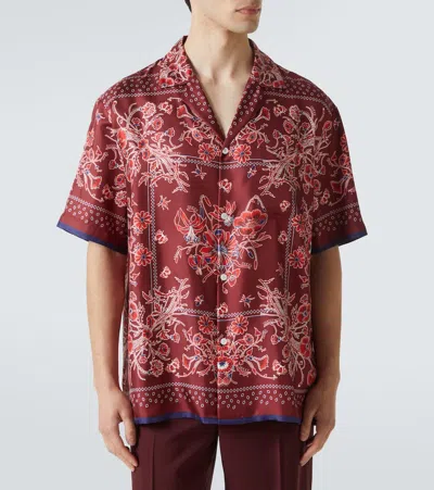 Gucci Printed Silk Bowling Shirt In Red