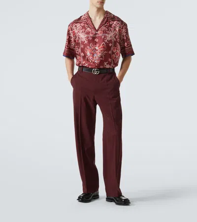 Gucci Printed Silk Bowling Shirt In Red