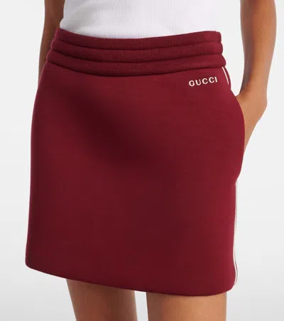 Gucci Jersey Mini Skirt With Logo In Burgundy