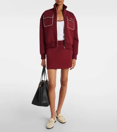 Gucci Jersey Zip Sweatshirt With Logo In Red