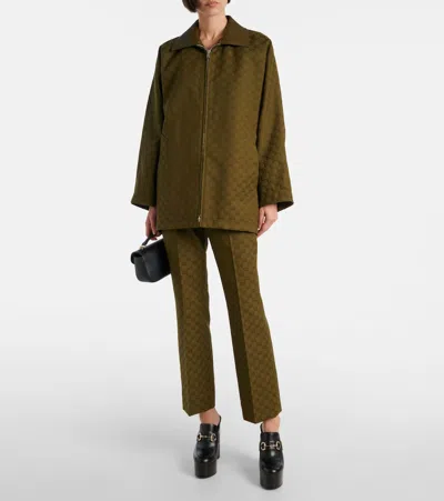Gucci Woven Cotton-blend Bomber Jacket In Green
