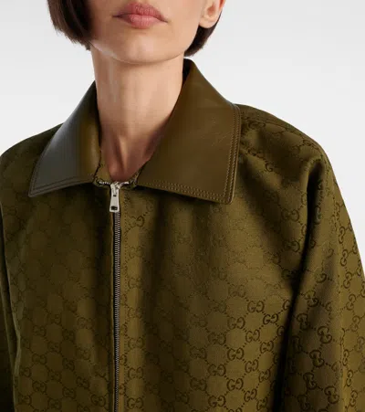 Gucci Woven Cotton-blend Bomber Jacket In Green