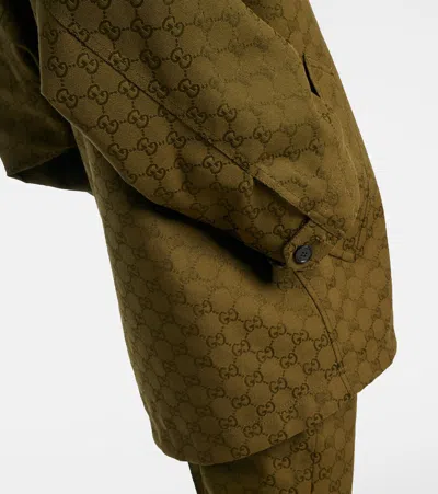 Gucci Woven Cotton-blend Bomber Jacket In Green