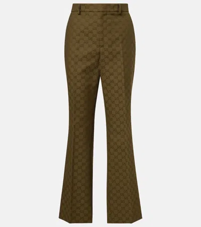 Gucci Gg Jacquard Cotton-blend Bootcut Pants