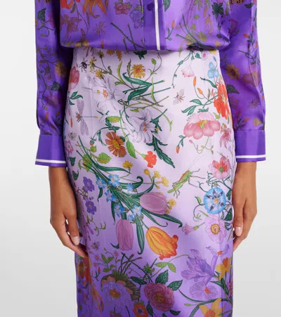 Gucci Floral Silk Midi Skirt