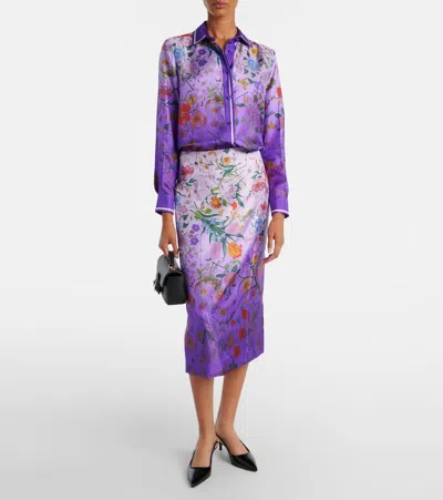 Gucci Floral Silk Midi Skirt