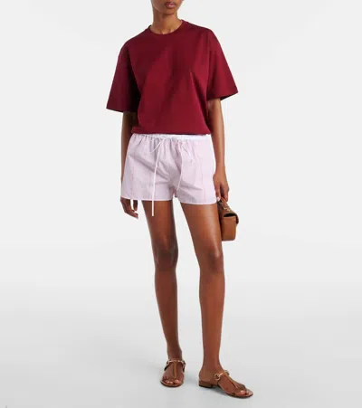 Gucci Logo-embroidered Crew-neck T-shirt In Red