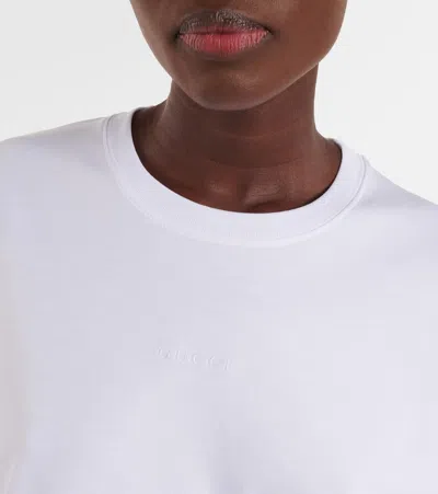 Gucci Rhinestoned-logo Cotton T-shirt In White