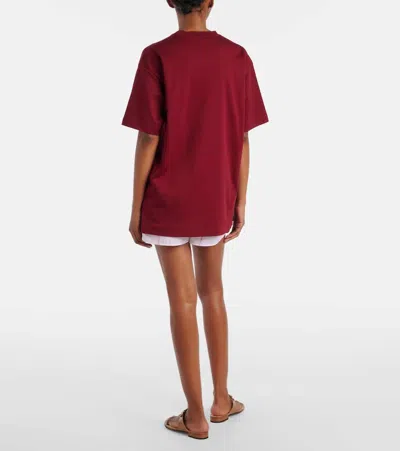 Gucci Logo-embroidered Crew-neck T-shirt In Red
