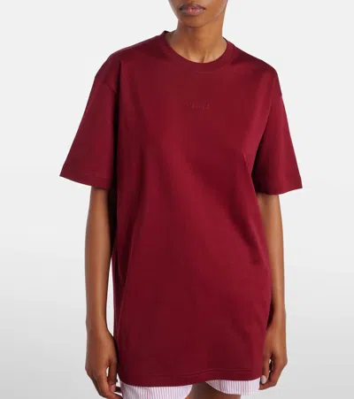 Gucci Logo-embroidered Crew-neck T-shirt In Red