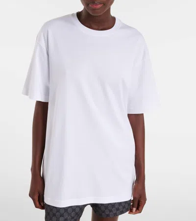 Gucci Rhinestoned-logo Cotton T-shirt In White