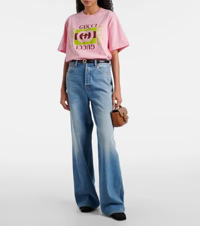 Gucci Logo-printed Short-sleeved T-shirt In Pink