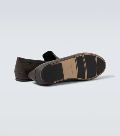 Manolo Blahnik Alder Leather Loafers In Brown