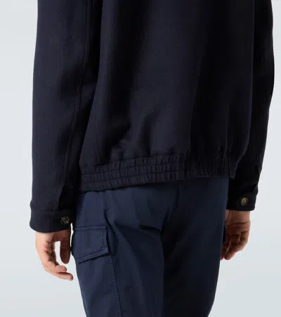 Brunello Cucinelli Blue Double Wool Flannel Bomber Jacket