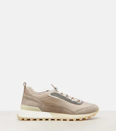 Brunello Cucinelli Runner Suede And Canvas Sneakers