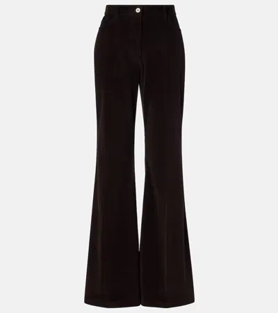 Ferragamo Sport Cotton-blend Flared Pants In Brown