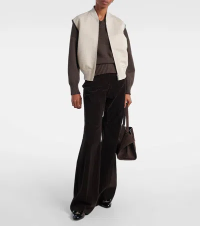 Ferragamo Sport Cotton-blend Flared Pants In Brown