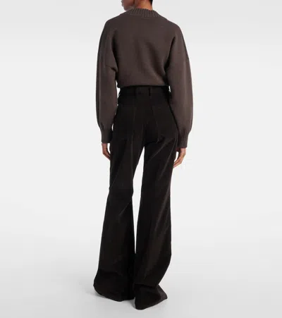 Ferragamo Sport Cotton-blend Flared Pants In Brown