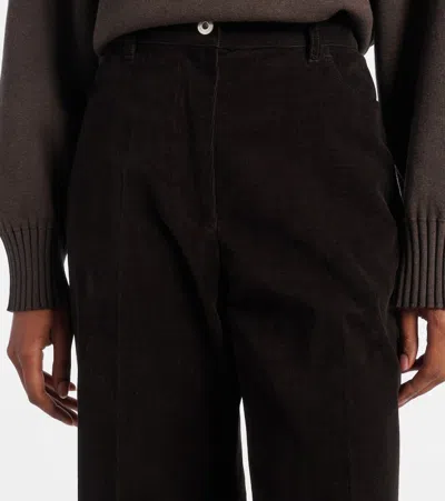 Ferragamo Sport Cotton-blend Flared Pants In Brown