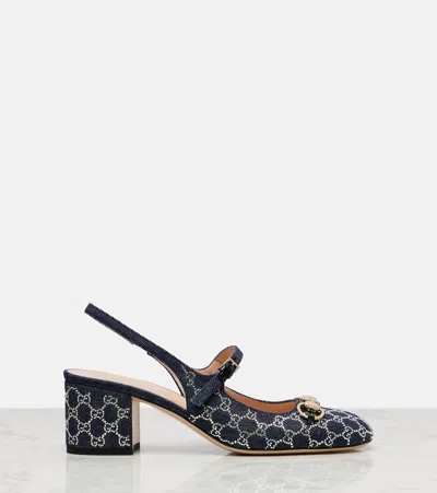 Gucci Lady Horsebit Crystal-embellished Sandals In Multi
