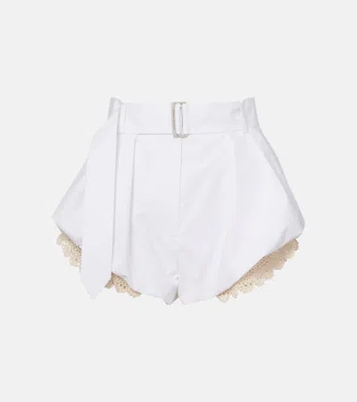 Magda Butrym Crochet-trimmed Cotton-blend Shorts