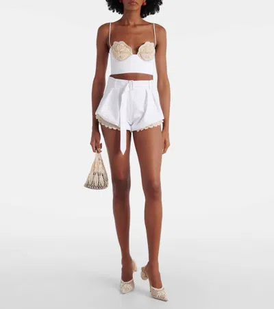 Magda Butrym Crochet-trimmed Cotton-blend Shorts