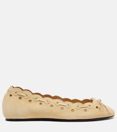 Isabel Marant Balfy Bow-detail Suede Ballet Flats