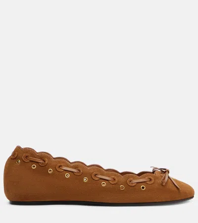 Isabel Marant Balfy Bow-detail Suede Ballet Flats