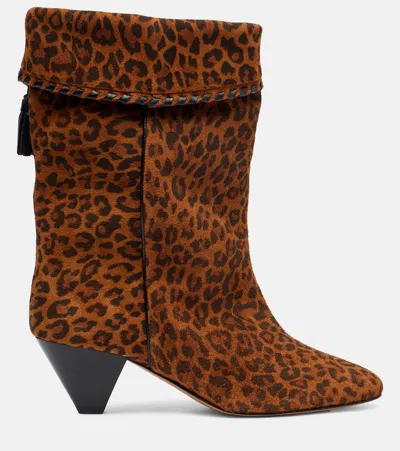 Isabel Marant Dalby 55 Leopard-print Suede Ankle Boots