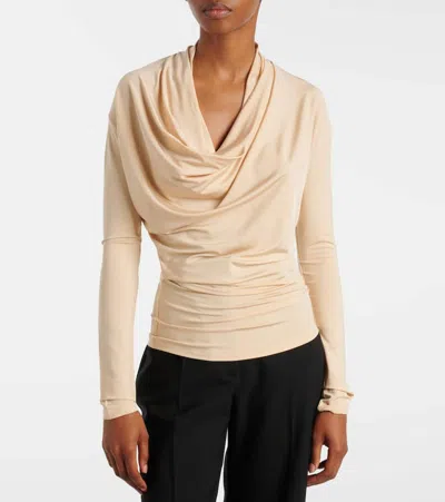 Tove Fina Draped Stretch-jersey Top In Nude