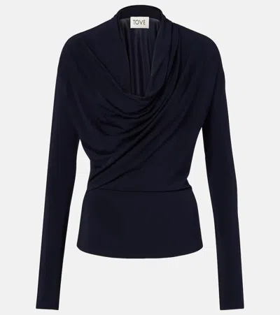 Tove Fina Draped Jersey Top In Black