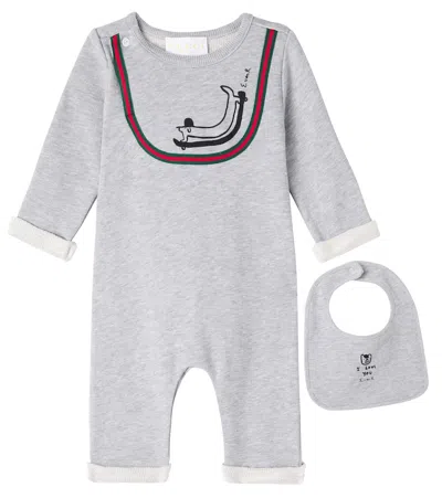 Gucci X Euan Roberts Baby Cotton Jersey Onesie And Bib Set