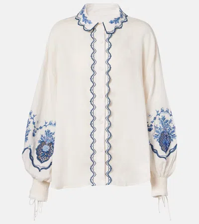 Agua By Agua Bendita Abadía Wild Floral Linen Blouse