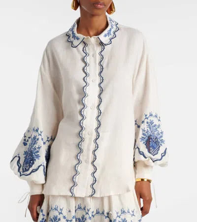 Agua By Agua Bendita Abadía Wild Floral Linen Blouse