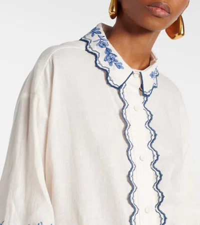 Agua By Agua Bendita Abadía Wild Floral Linen Blouse