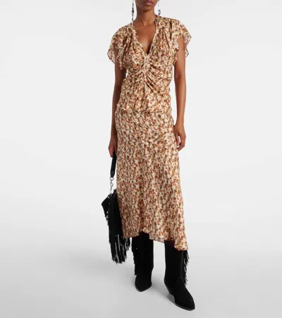 Isabel Marant Lonea Gathered Printed Top