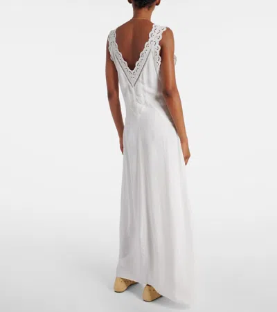Isabel Marant Freda Broderie Anglaise-trimmed Crepe Maxi Dress In White