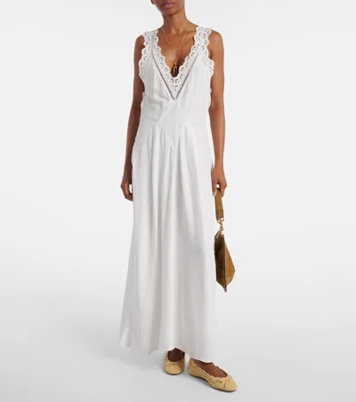 Isabel Marant Freda Broderie Anglaise-trimmed Crepe Maxi Dress In White