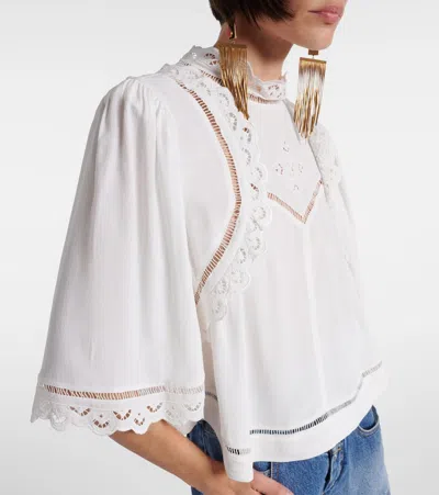 Isabel Marant Frany Broderie Anglaise Crêpe Top In White