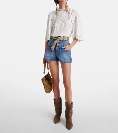 Isabel Marant Frany Broderie Anglaise Crêpe Top In White