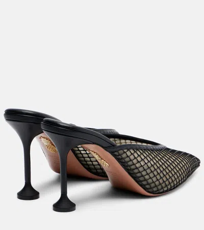Aquazzura Bisous 85 Leather-trimmed Mesh Point-toe Mules