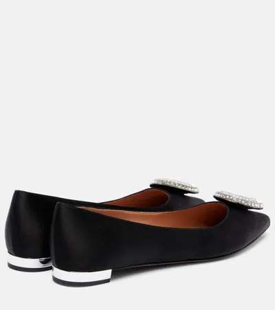 Aquazzura Crystal Hoop Satin Ballet Flats